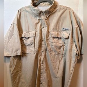 Columbia PFG Shirt Men's XL Performance Fishing Gear Pink Short Sleeve